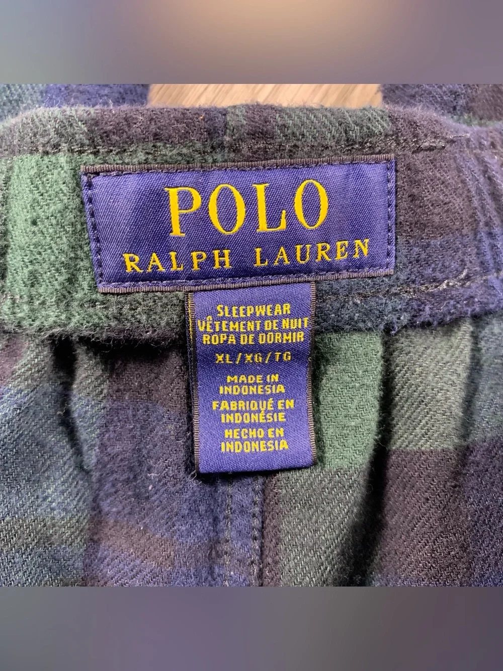 Polo Ralph Lauren Green & Blue Pkain Flannel Pull On Sleepwear Bottoms size XL